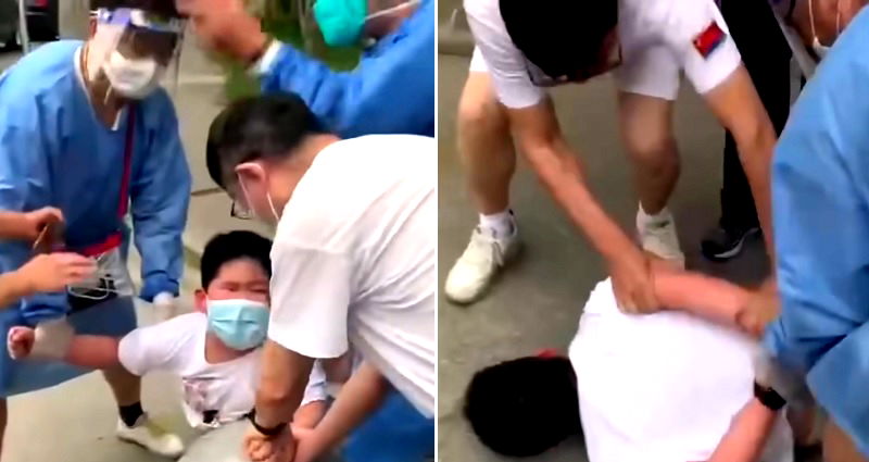 10-year-old boy filmed threatening to stab Shanghai health worker with knife during COVID test