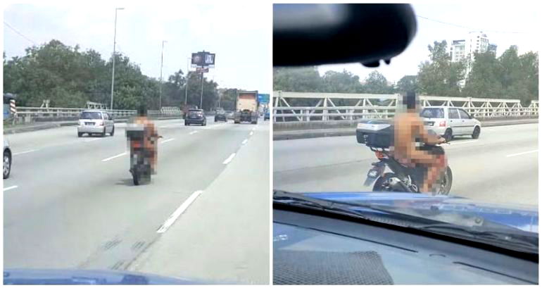 Malaysian man caught riding naked on a motorcycle after allegedly killing his wife and child