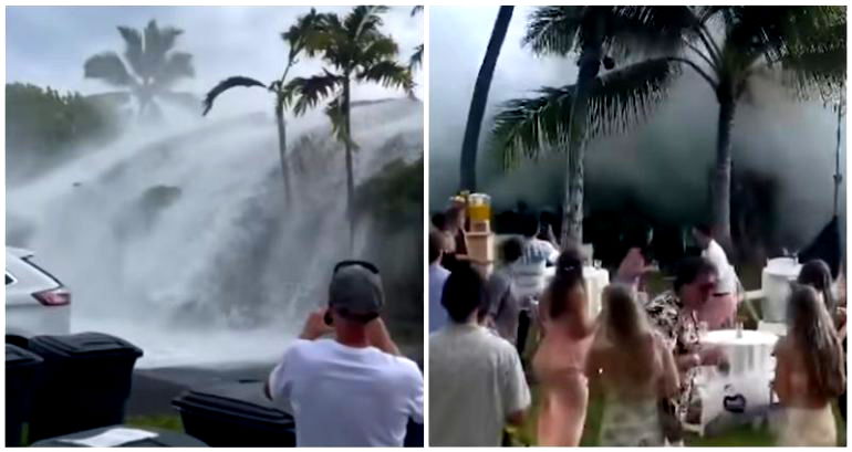 ‘Historic’ waves as high as 20 feet tall send wedding guests in Hawaii running for cover