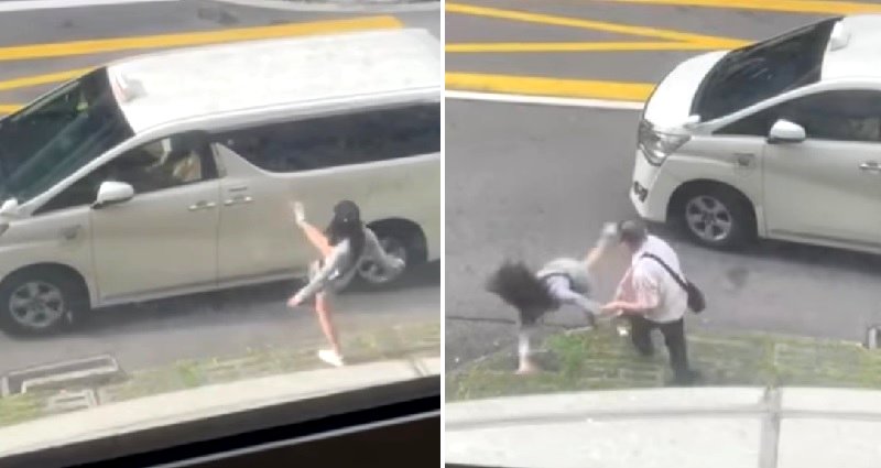 Viral video of Singaporean man slapping a woman after she kicked his car spurs debate