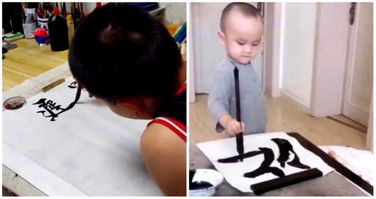 Chinese cousins aged 3 and 8 go viral for their impressive calligraphy skills