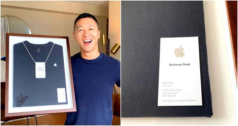 Ex-Apple worker Sam Sung auctions business card from his first Apple store