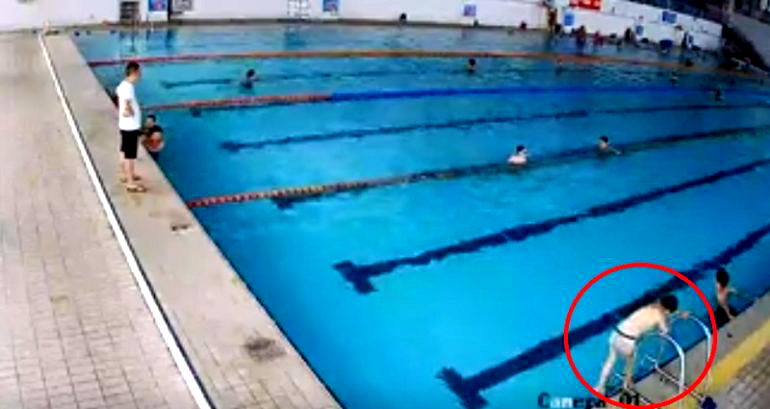 Chilling video captures boy drowning to death in packed public pool in China as no one notices