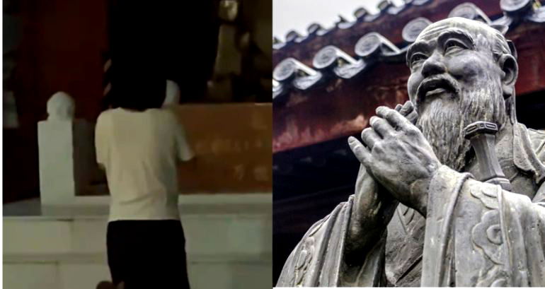 Girl in China seen weeping, begging for forgiveness in front of Confucius statue after bad test score