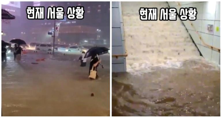 Videos show severity of historic rainfall in Seoul that flooded the city, leaving 8 dead and 7 missing