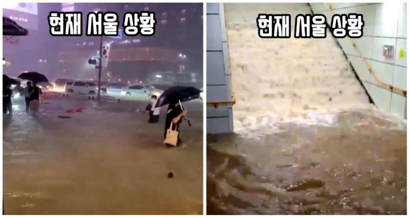 Videos show severity of historic rainfall in Seoul that flooded the city, leaving 8 dead and 7 missing