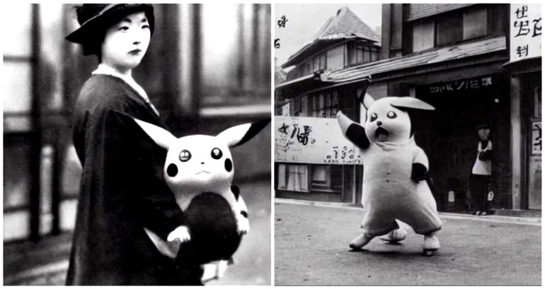 AI creates images depicting Pikachu in 1920s Tokyo