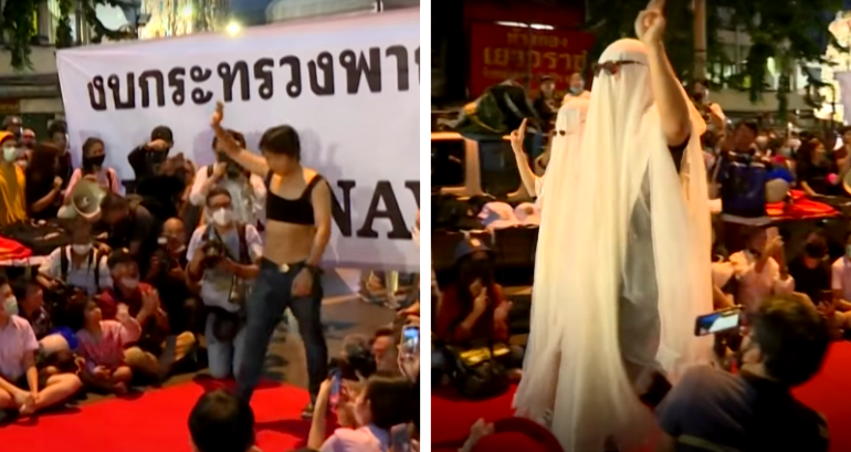 Thai protester sentenced to 2 years in prison for mocking queen with fashion show