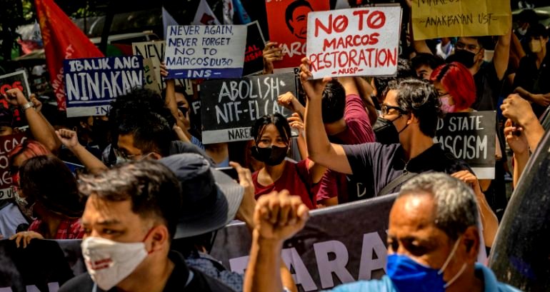 Rally at United Nations decries Filipino president’s arrival and demands human rights be upheld