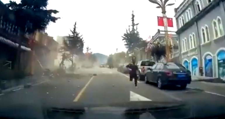 Dashcam video captures moment deadly earthquake strikes China’s Sichuan province