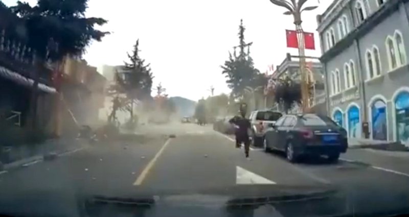 Dashcam video captures moment deadly earthquake strikes China’s Sichuan province