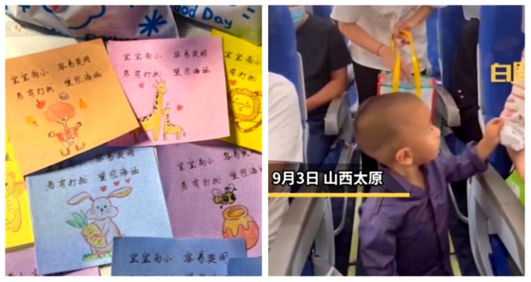 Sorry in advance: Mother and child in China pass out earplugs and candy on plane to fellow passengers before takeoff