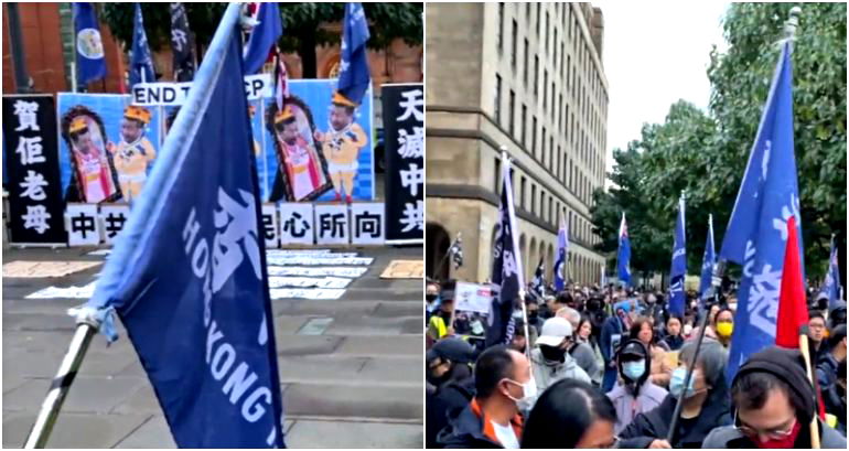 ‘Expel China!’: UK protesters rally against China after assault of Hongkonger in Manchester consulate