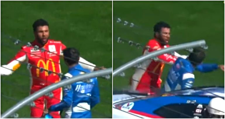 NASCAR suspends Bubba Wallace for wrecking and shoving Kyle Larson in Las Vegas race