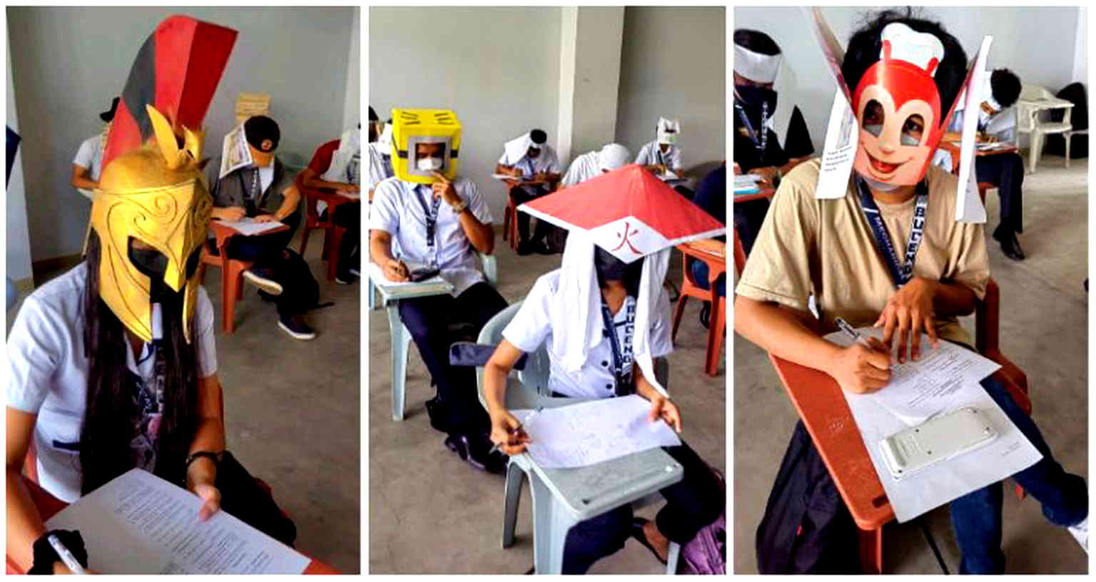 Students’ ‘anti-cheating hats’ during exams in the Philippines go viral