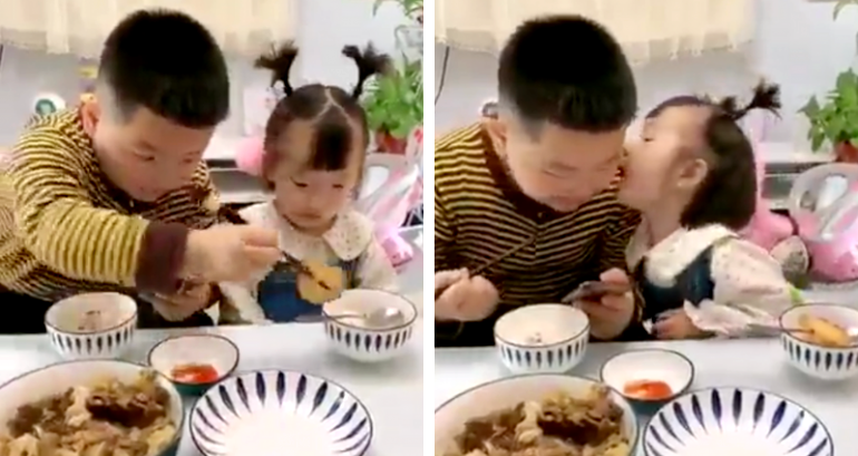 Siblings go viral for heartwarming dining table moment