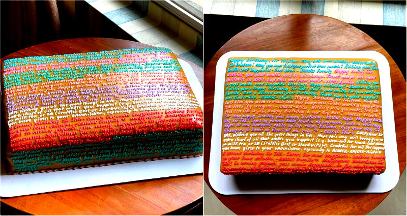 Cake with essay-length heartfelt messages goes viral in the Philippines