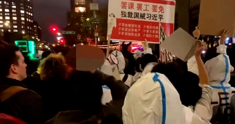 Chinese nationals hold anti-Xi protest in NYC on Halloween