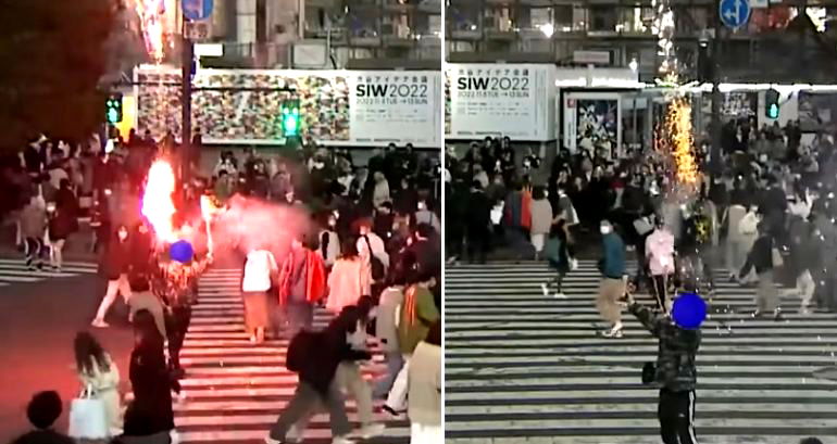 Japanese man sets off fireworks at Tokyo’s Shibuya Scramble Crossing