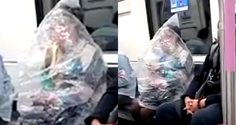 Video of Chinese woman eating a banana while wearing a plastic bag goes viral