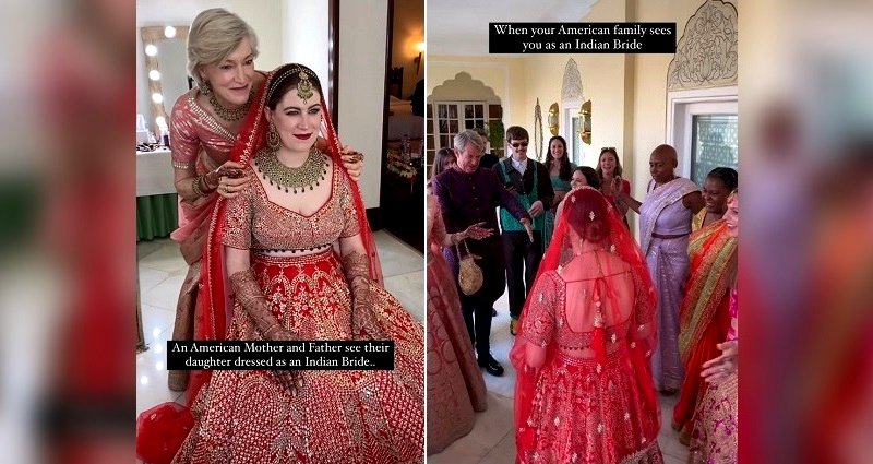 Los Angeles bride surprises family with breathtaking Indian wedding dress in viral video