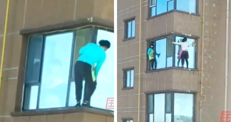 Women cleaning skyscraper windows without harnesses shocks Chinese netizens
