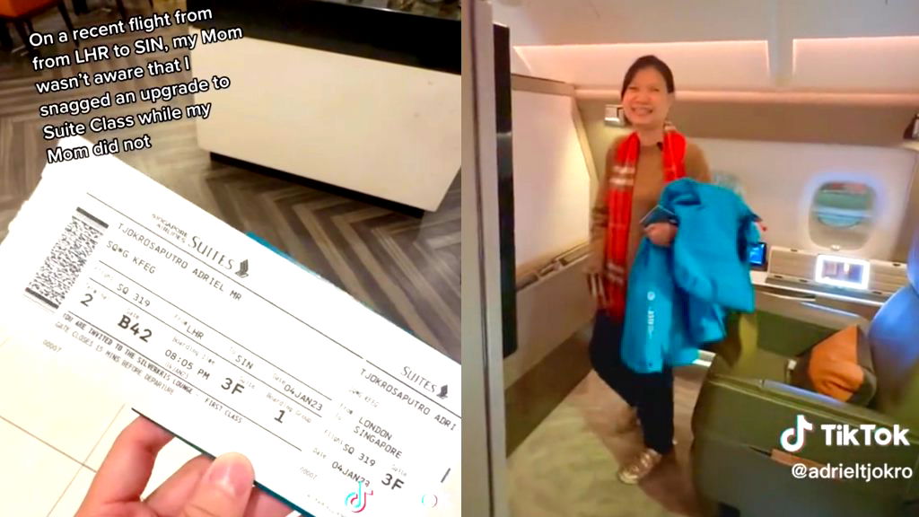 Man surprises his mom with luxurious Singapore Airlines Suites cabin upgrade in viral TikTok