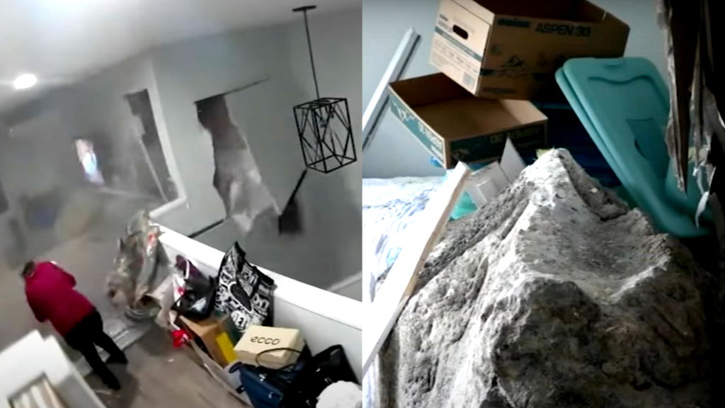 Video: 5-foot boulder crashes into Hawaii home, narrowly missing resident