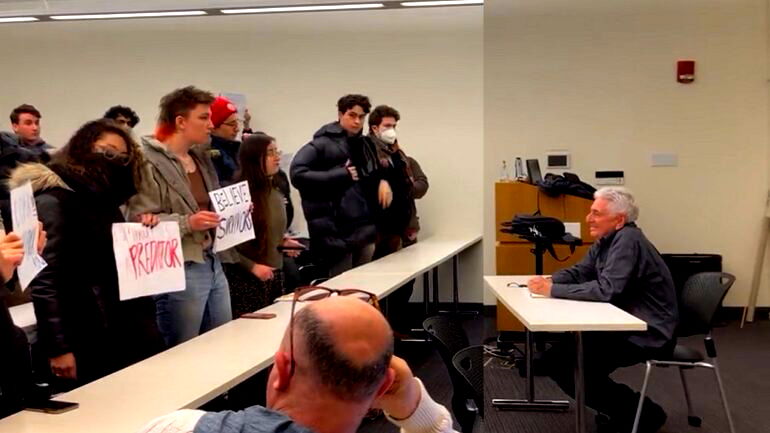 Harvard students stage walkout in front of professor accused of sexual harassment