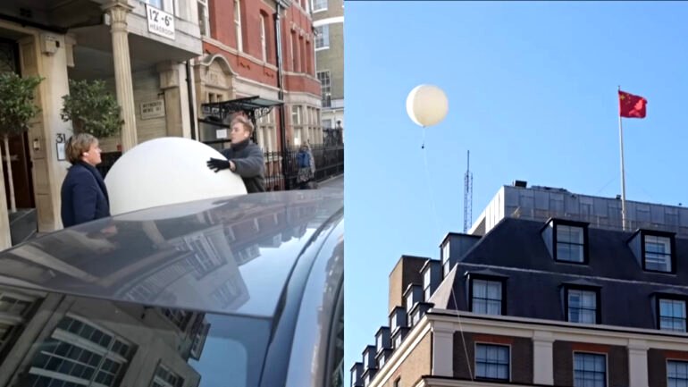YouTubers fly ‘spy balloon’ above Chinese Embassy in viral London prank