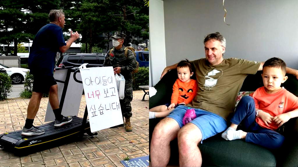 ‘I miss my children so much’: Why an American father is walking endlessly on a treadmill in Seoul