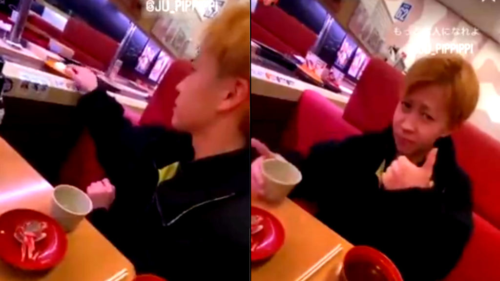 Viral video of Japanese student licking conveyer belt sushi prompts legal action