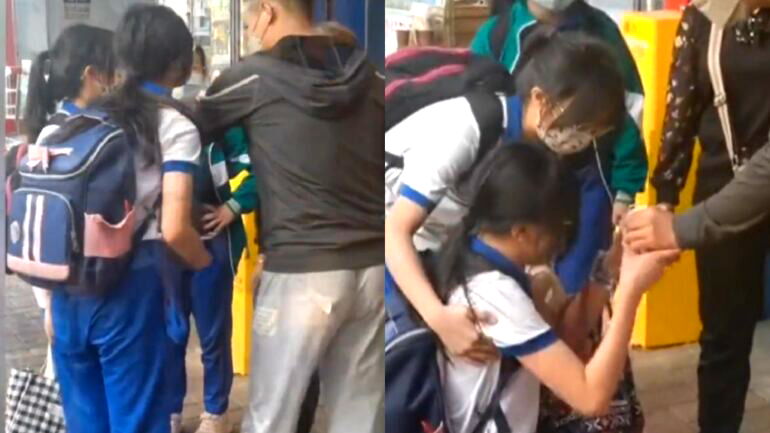 Viral video shows girl in China begging on her knees before woman finally returns her dropped money