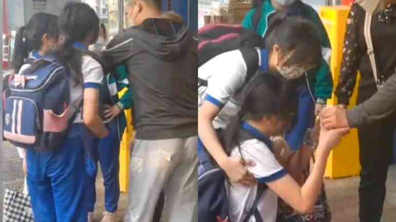 Viral video shows girl in China begging on her knees before woman finally returns her dropped money