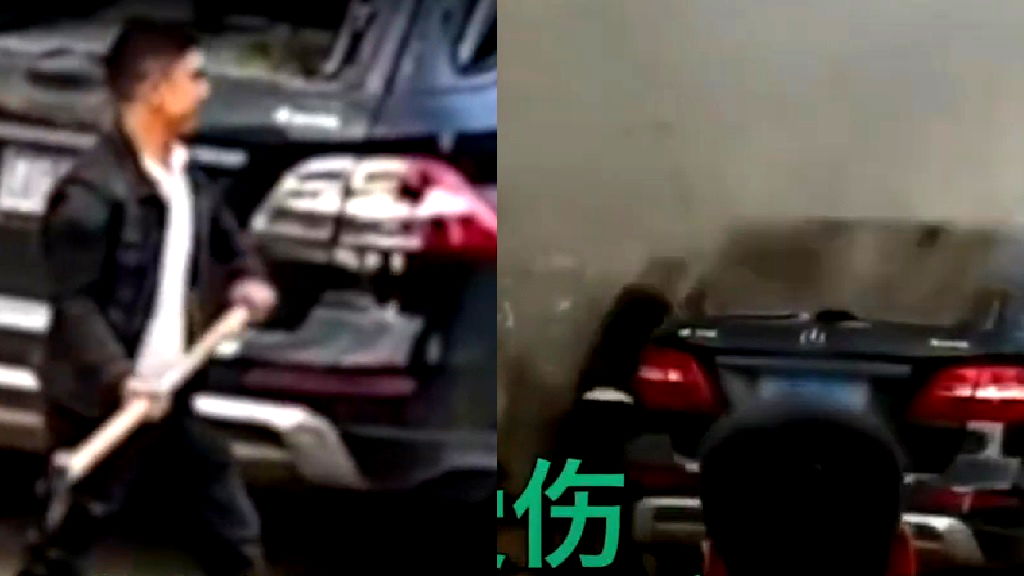 Video captures axe-wielding man in China destroying ex-boss’s Mercedes-Benz