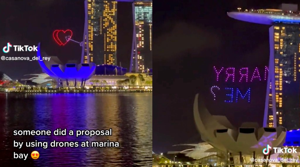 Marriage proposal using drones at Singapore’s Marina Bay Sands goes viral