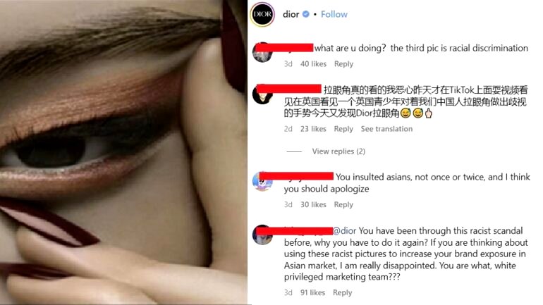 Dior accused of racism over model’s slanted-eye gesture on Instagram
