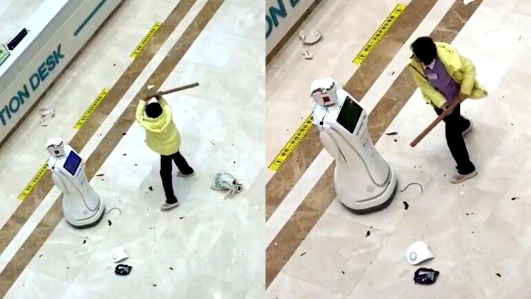 Woman videoed angrily smashing robot in Chinese hospital garners sympathy online