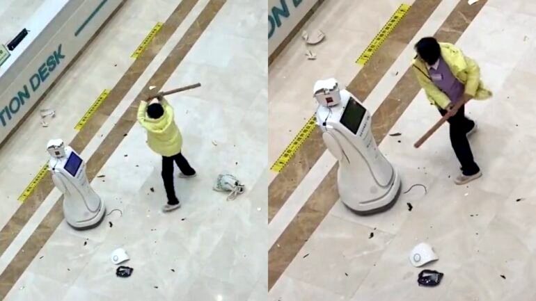 Woman videoed angrily smashing robot in Chinese hospital garners sympathy online