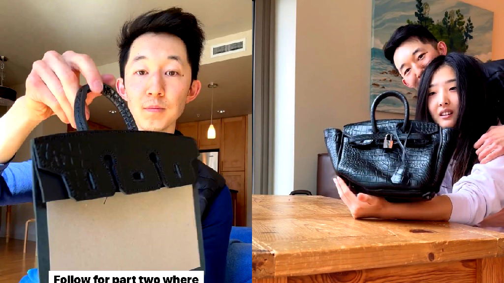 Man surprises girlfriend with DIY handmade Hermes Birkin bag for anniversary