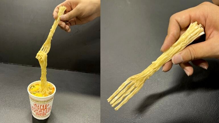 Cup Noodles Japan shows off noodle fork