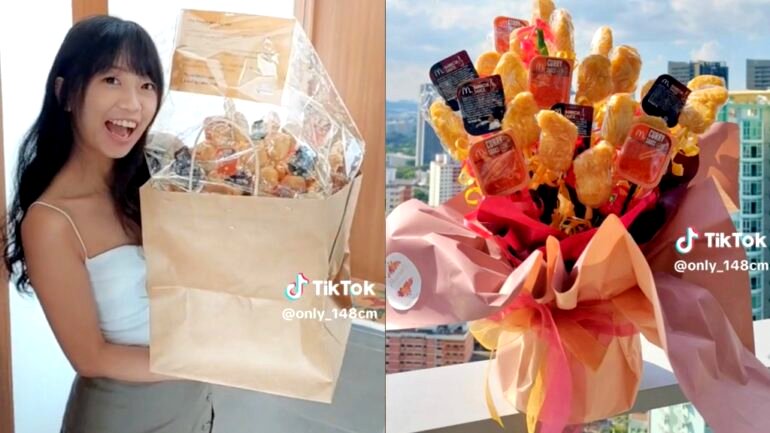 Couple invite McDonald’s to their wedding, receive McNuggets bouquet