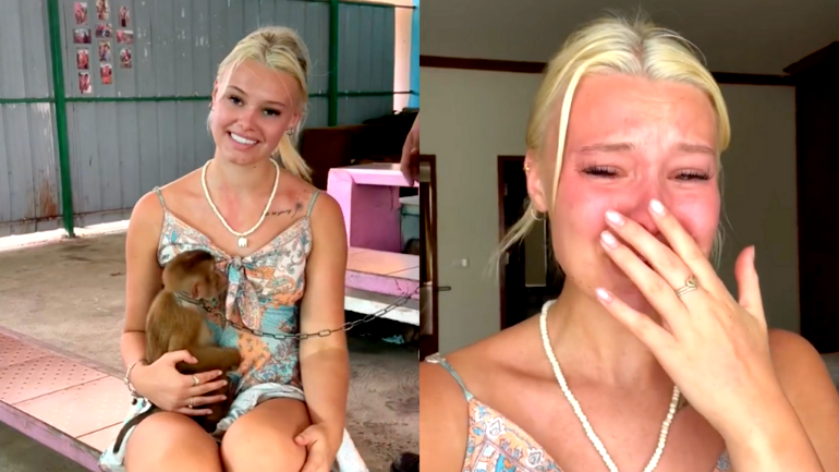 Australian influencer cries over triggering ‘monkey show’ in Thailand in viral TikTok