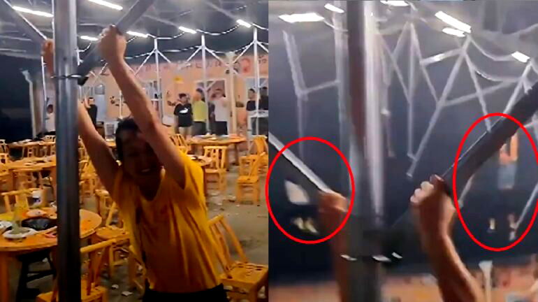 Video: Restaurant’s staff sent flying into the air during powerful storm in China