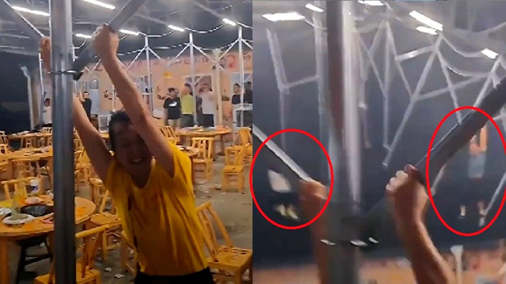 Video: Restaurant’s staff sent flying into the air during powerful storm in China