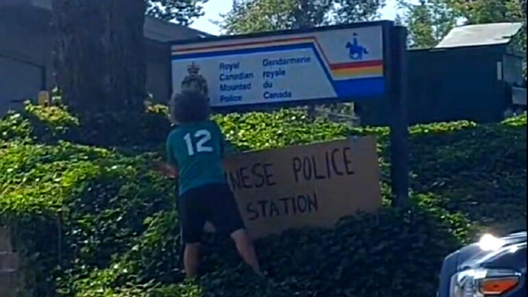 Canadian man posts ‘Chinese police station’ sign in front of local RCMP office