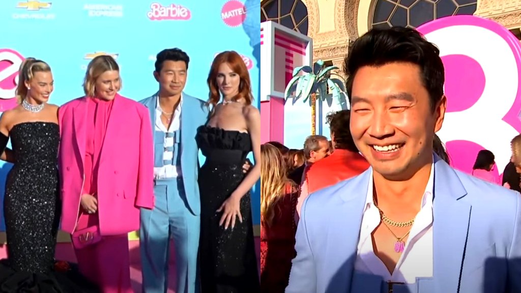 Simu Liu stands out in light blue Versace suit at ‘Barbie’ premiere