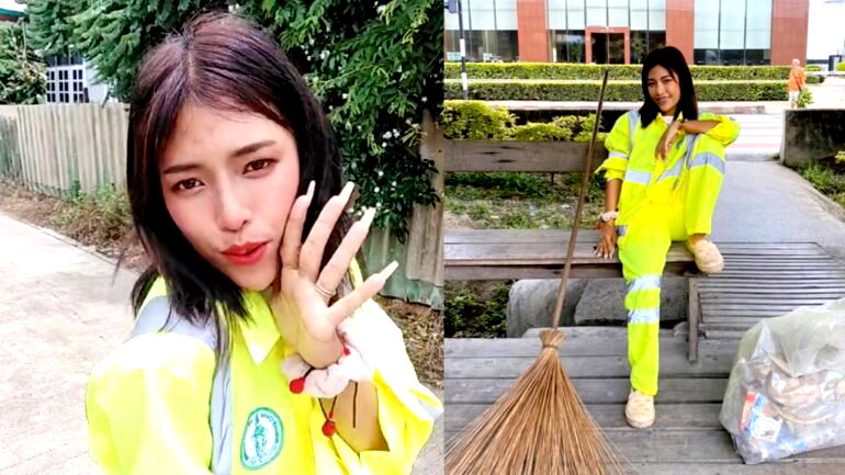 Thailand’s ‘most beautiful’ road sweeper becomes TikTok star