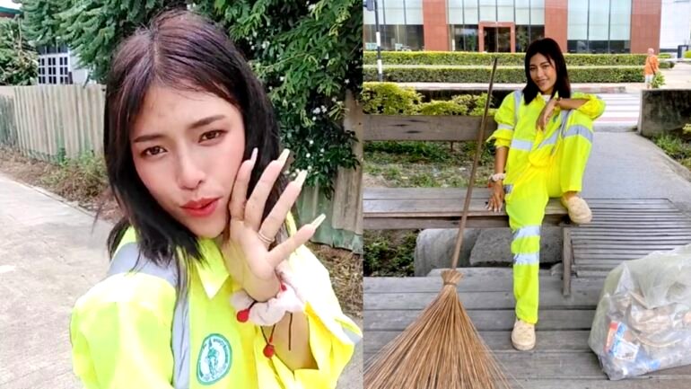 Thailand’s ‘most beautiful’ road sweeper becomes TikTok star