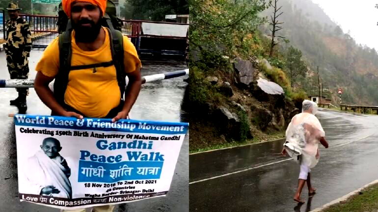 Indian man travels thousands of miles by foot and bicycle worldwide to spread Gandhi’s message